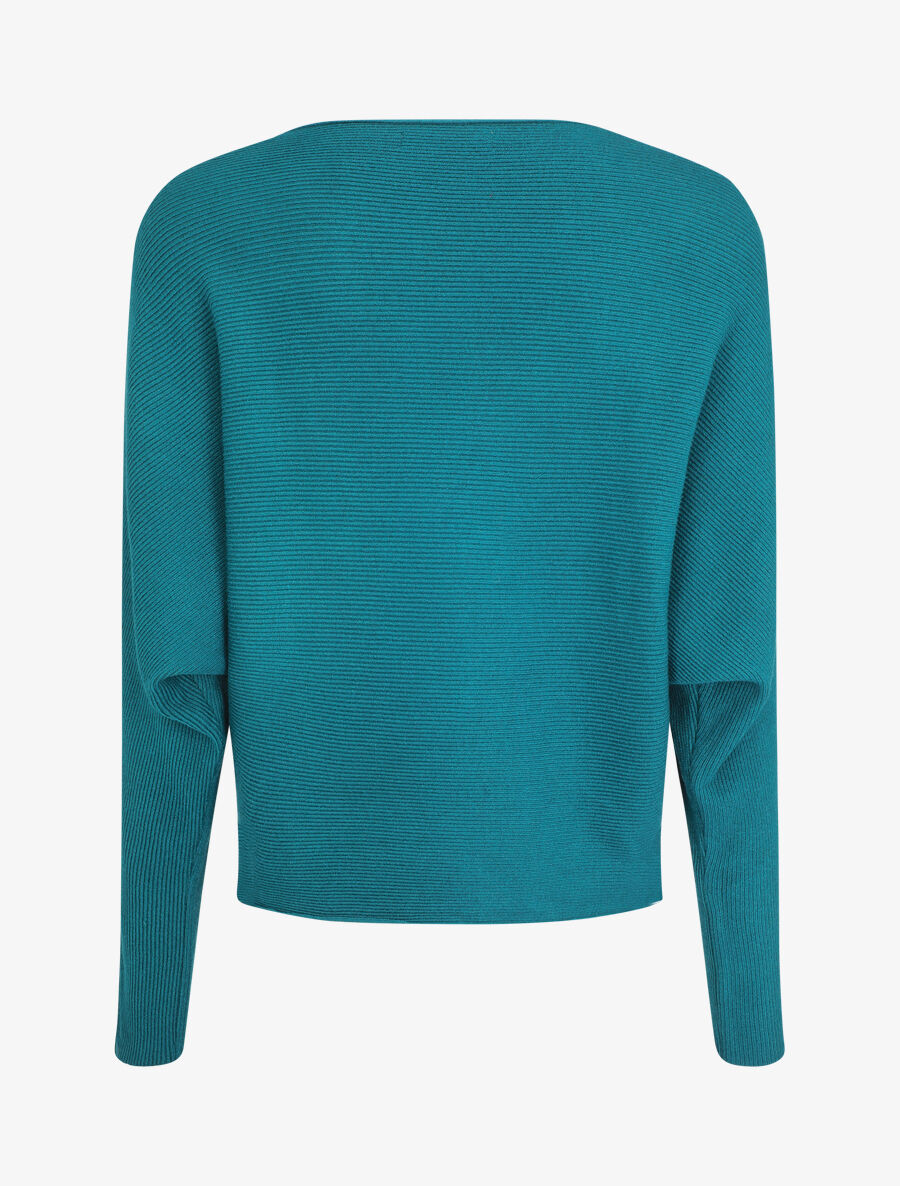 Pull loose à col rond - Bleu canard - 2