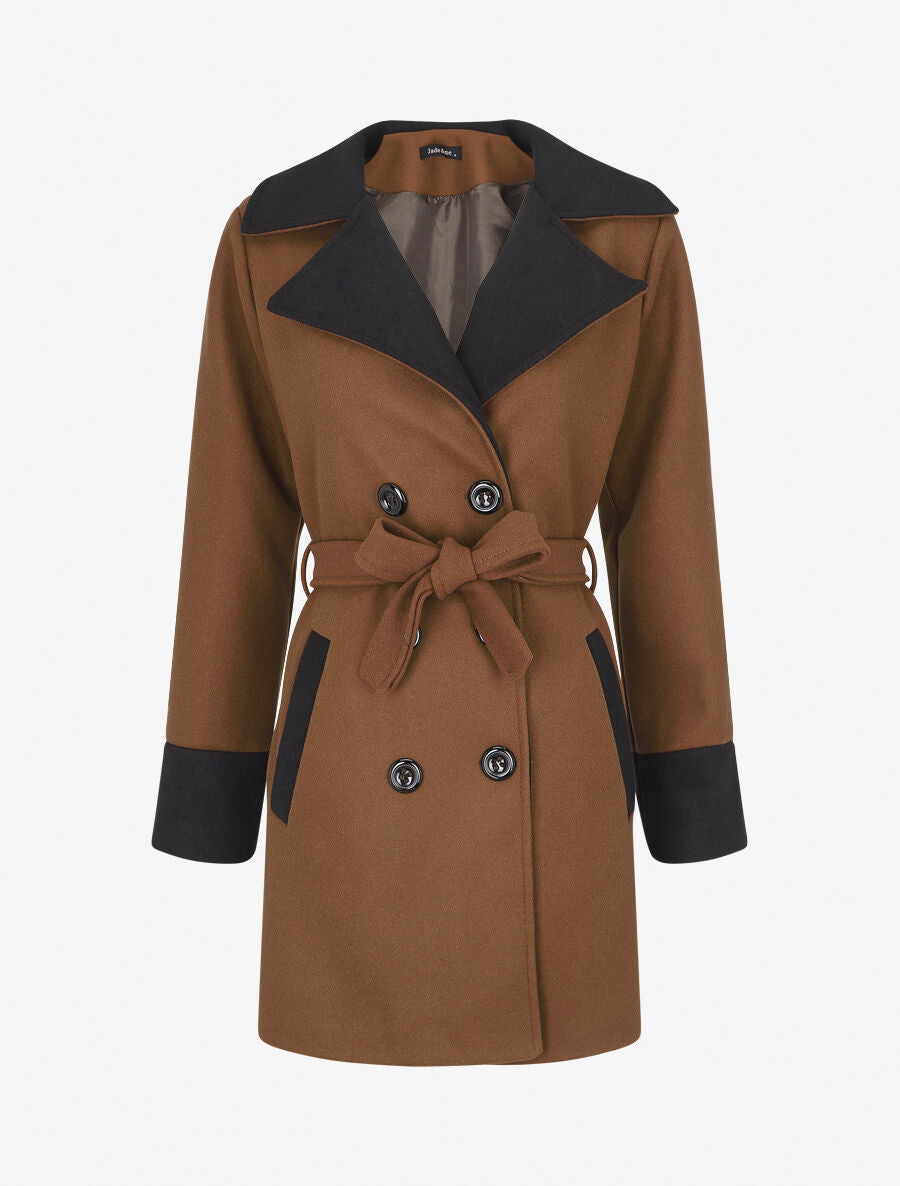 Manteau mi-long en laine mélangée - Marron - 5