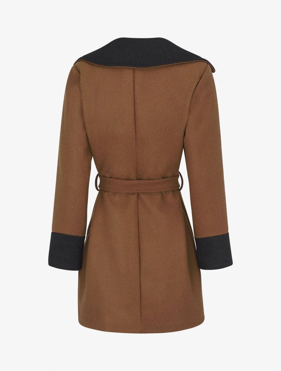 Manteau mi-long en laine mélangée - Marron - 2