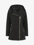 Manteau mi-long à capuche et zip - Noir - 4