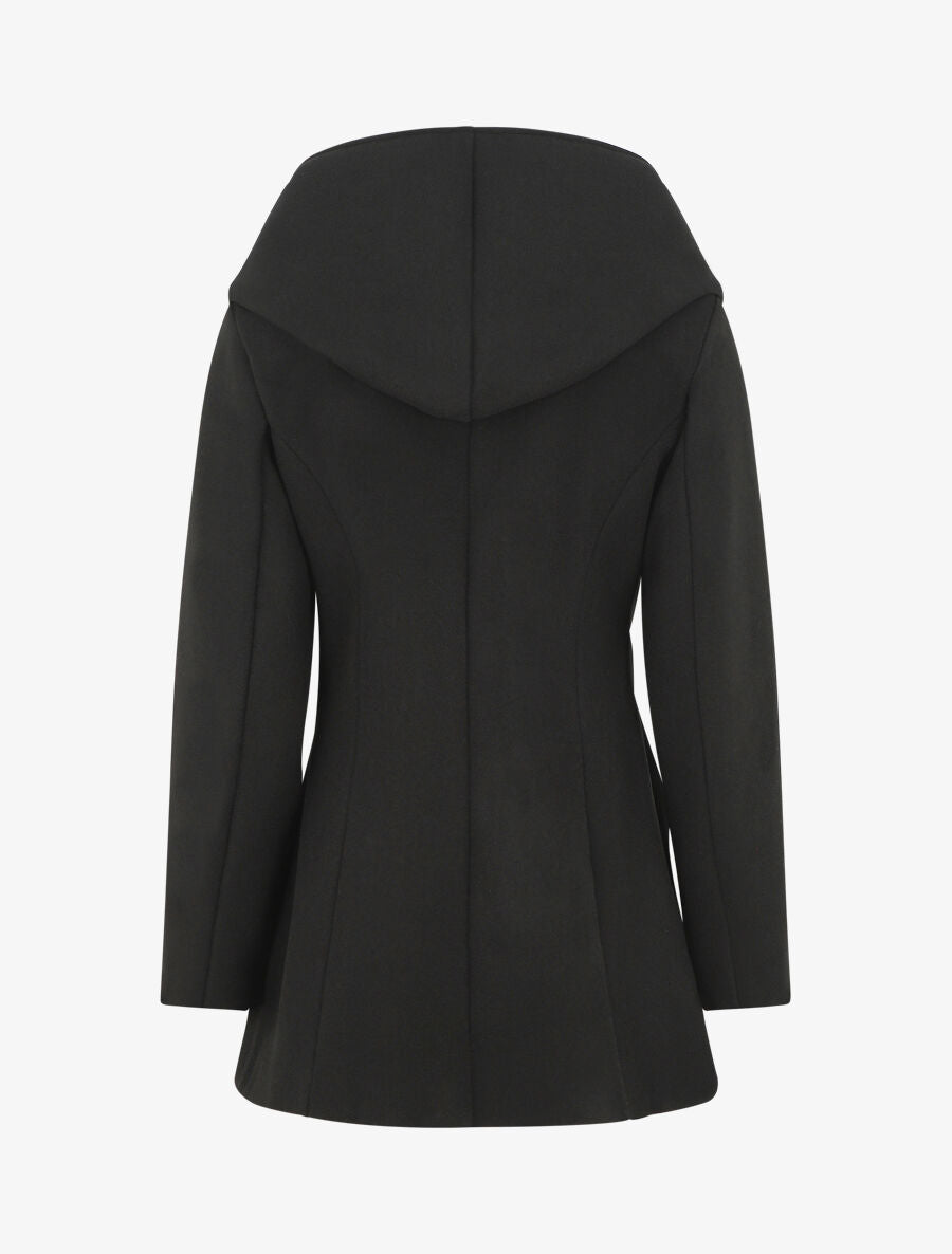 Manteau mi-long à capuche et zip - Noir - 2