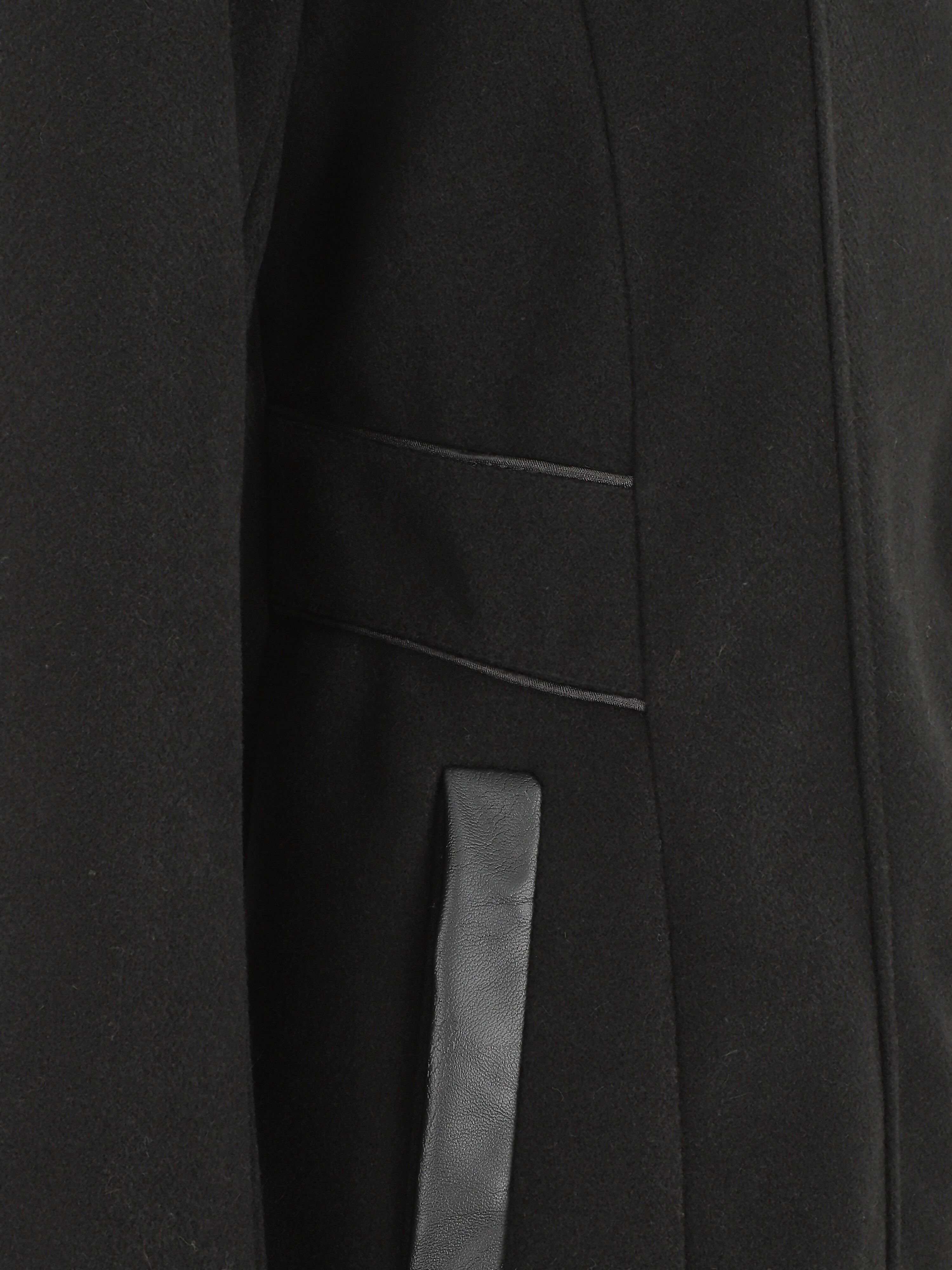 Manteau mi-long à capuche et zip - Noir - 3