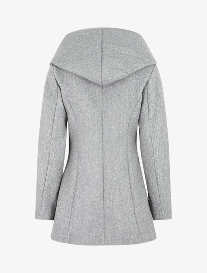 Manteau mi-long à capuche et zip - Gris - 2