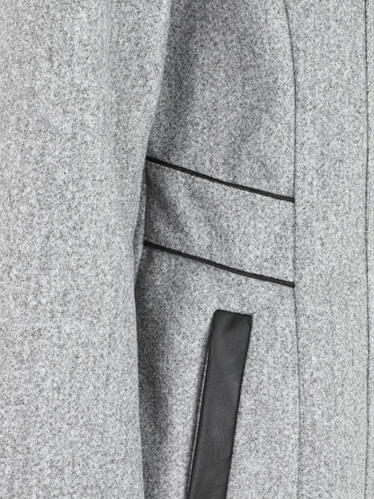 Manteau mi-long à capuche et zip - Gris - 3