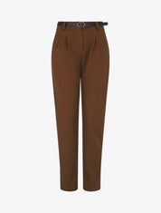 Pantalon épais uni coupe droite - Marron - 1