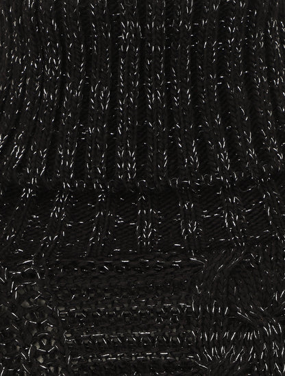Pull irisé droit à col roulé - Noir - 3
