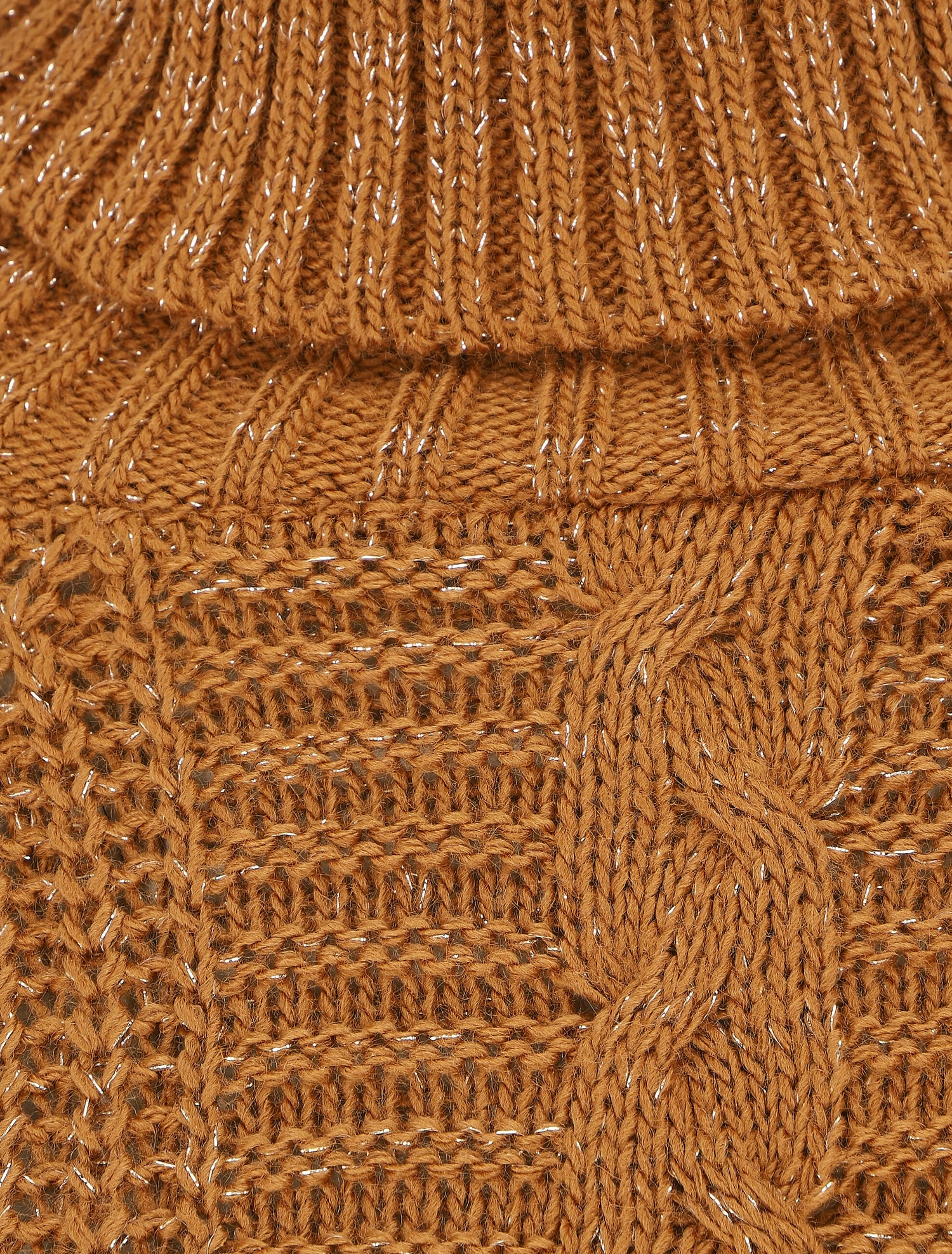 Pull irisé droit à col roulé - Camel - 3