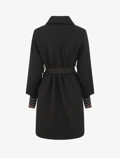 Manteau à poignets empiécés - Noir - 2