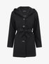 Manteau long à capuche uni - Noir - 5