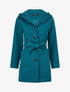 Manteau long à capuche uni - Bleu canard - 5