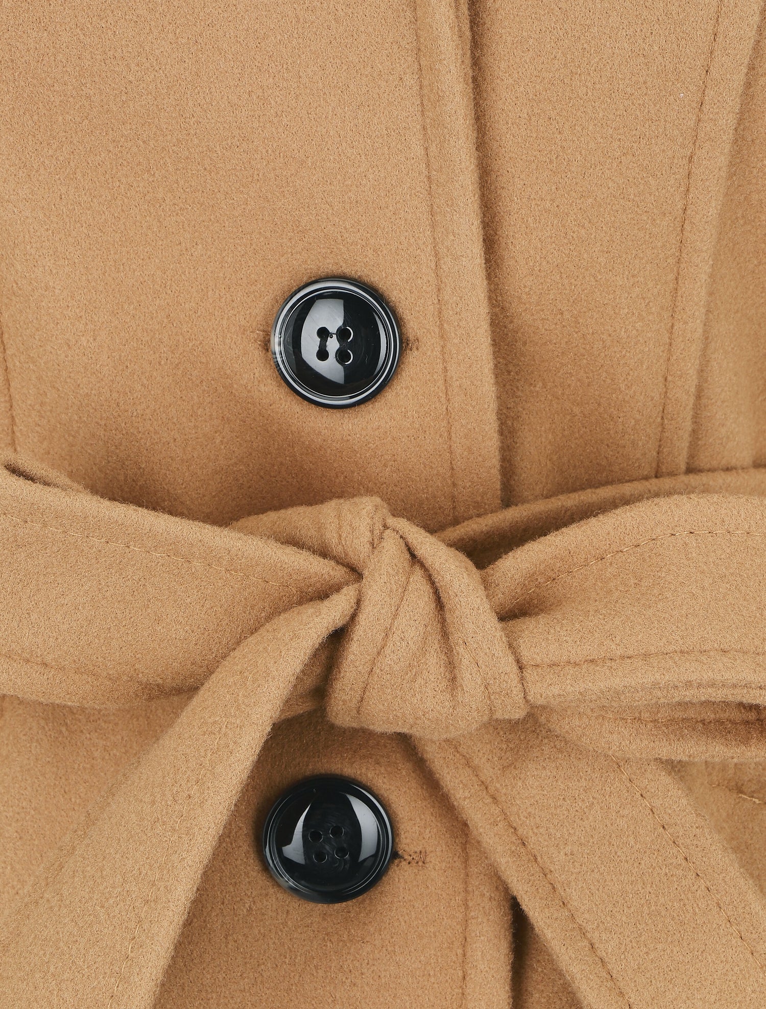 Manteau long à capuche uni - Camel - 3