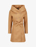 Manteau mi-long ceinturé à capuche - Camel - 1