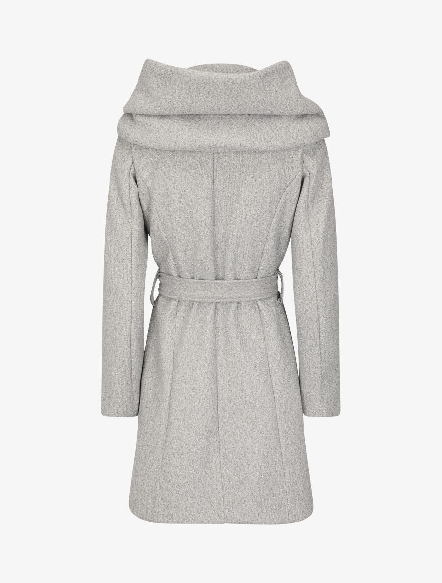 Manteau mi-long ceinturé à capuche - Gris - 2