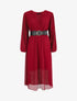 Robe longue à buste plissé - Bordeaux - 1