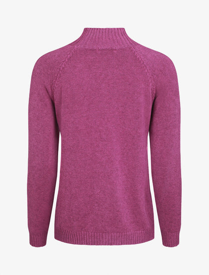 Pull fin uni à col montant - Mauve - 2