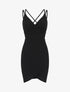 Robe pailletée à bretelles croisées - Noir - 5