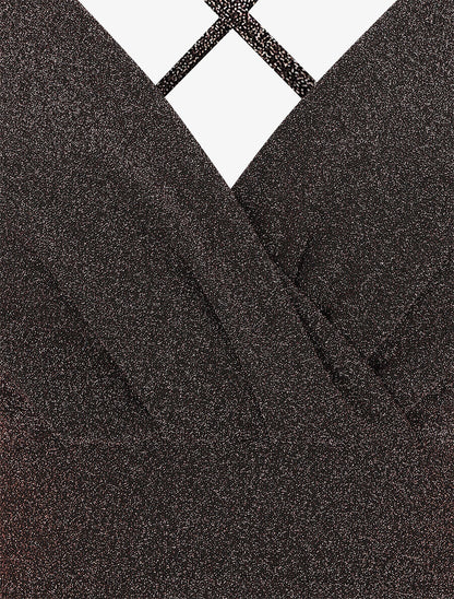 Robe pailletée à bretelles croisées - Rose - 3