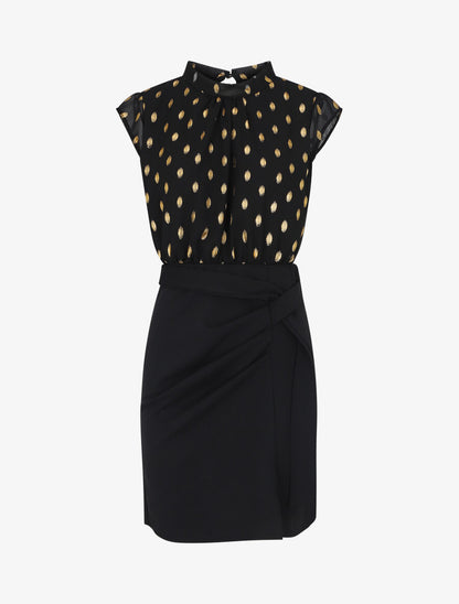 Robe fourreau à pois irisés - Noir - 4