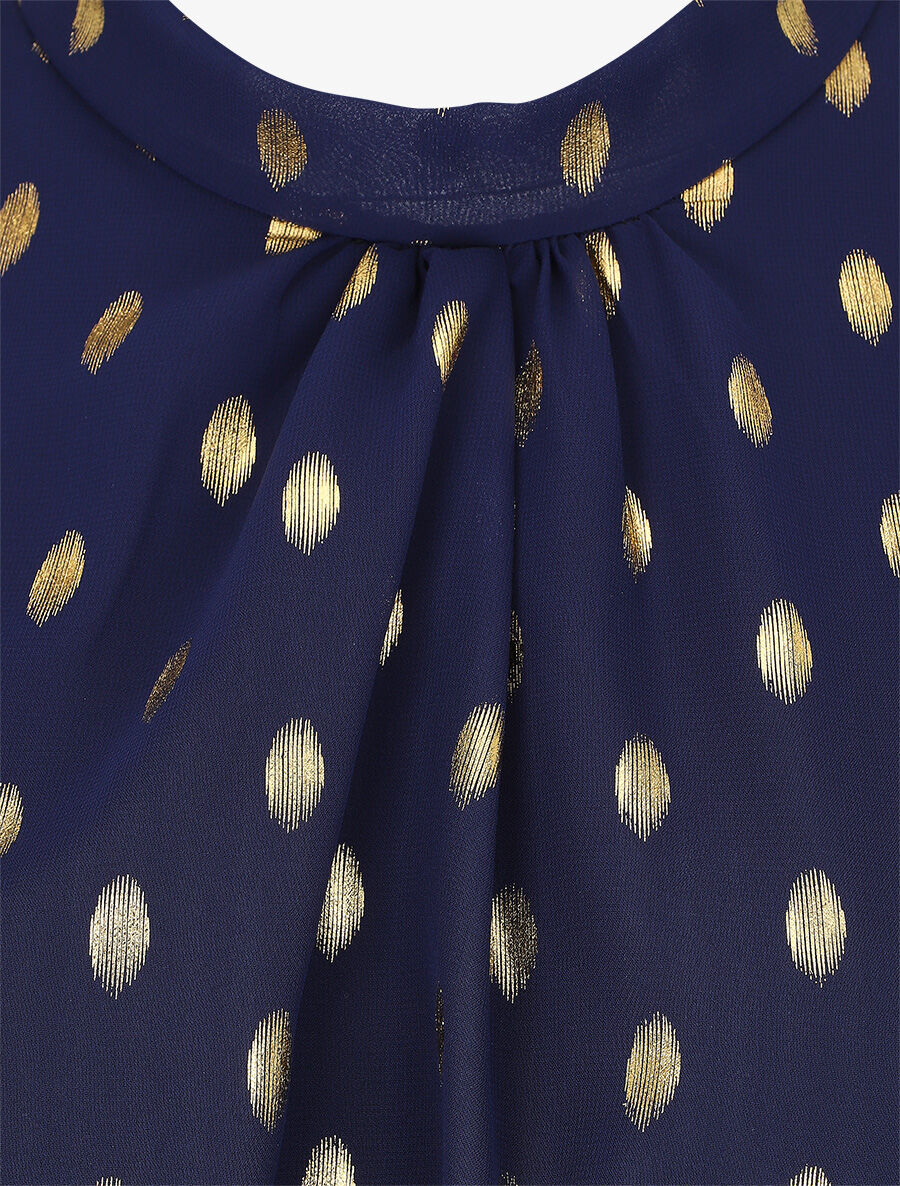Robe fourreau à pois irisés - Marine - 3