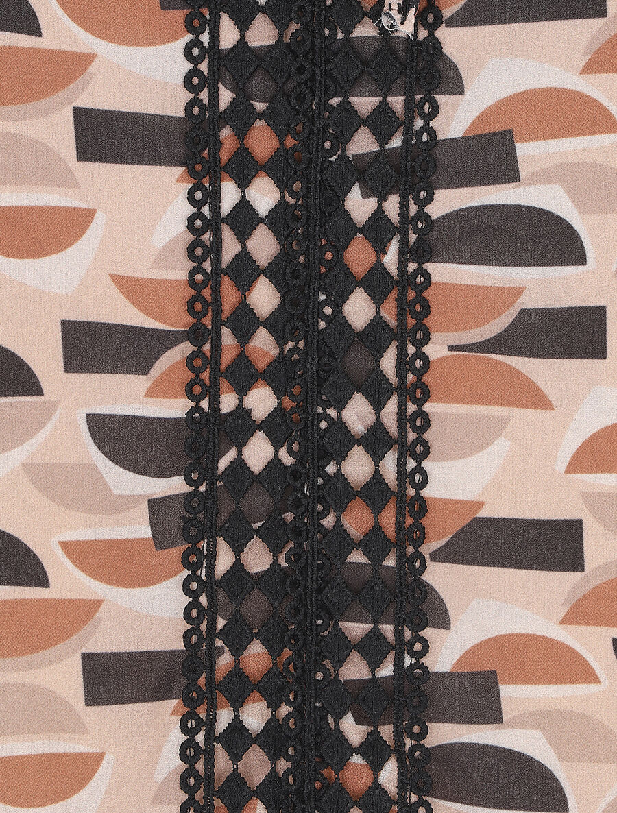 Top fluide imprimé graphique à liens - Beige - 3