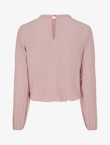 Top uni à manches plissées - Rose - 2