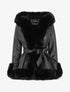 Manteau évasé en simili et fourrure synthétique - Noir - 5