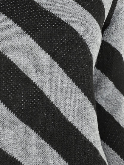 Pull col roulé rayé - Gris - 3