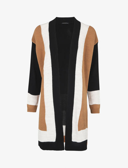 Gilet long rayé - Noir - 5