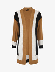 Gilet long rayé - Camel - 1