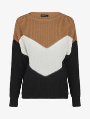 Pull droit à motif V - Camel - 1