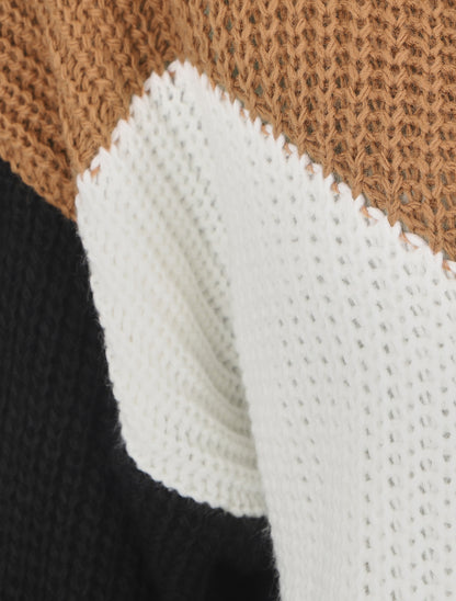 Pull droit à motif V - Camel - 3
