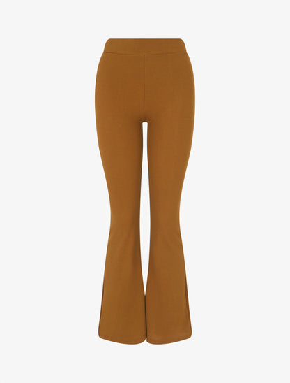 Pantalon fluide uni coupe flare - Camel - 1