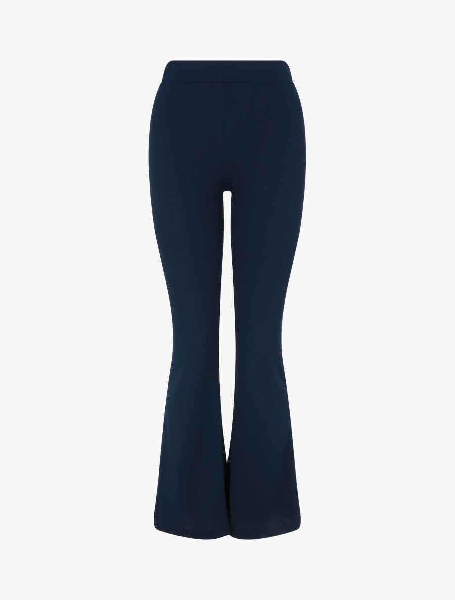 Pantalon fluide uni coupe flare - Marine - 3
