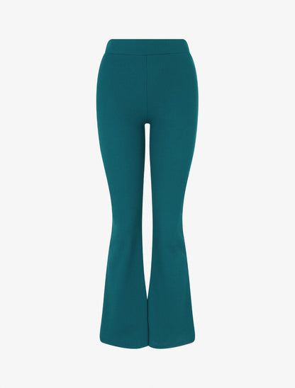 Pantalon fluide uni coupe flare - Bleu canard - 3