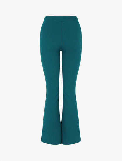 Pantalon fluide uni coupe flare - Bleu canard - 2