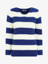 Pull duveteux à rayures et col V - Bleu roi - 1