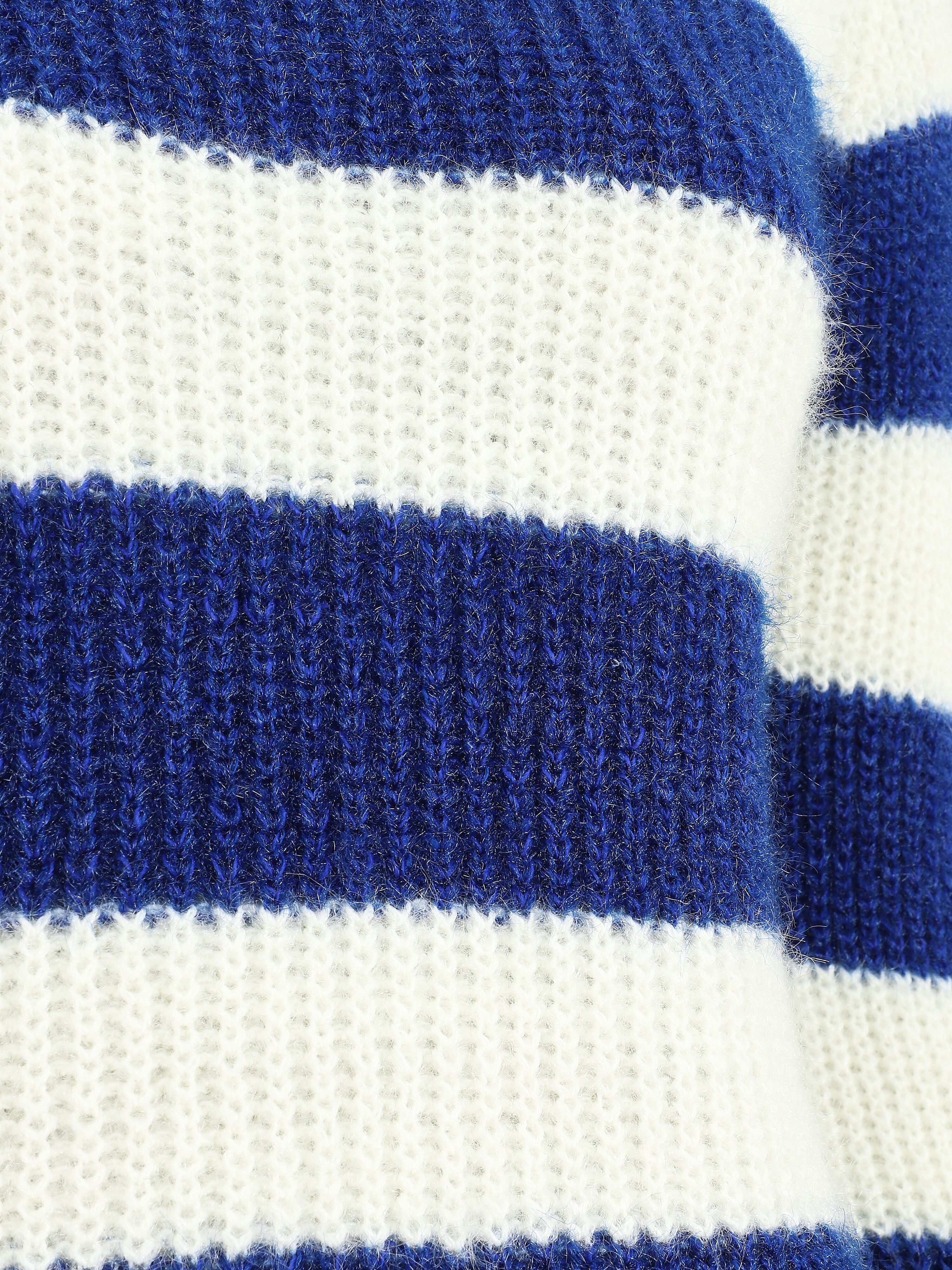 Pull duveteux à rayures et col V - Bleu roi - 3