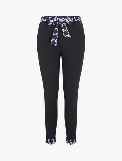 Pantalon à bords à revers imprimé maillons - Marine - 4