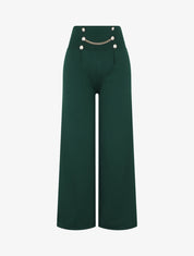 Pantalon style pons fluide uni - Vert sapin - 1