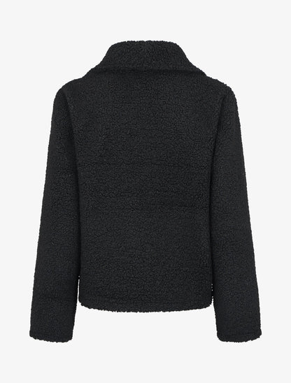 Manteau court en maille bouclette - Noir - 2