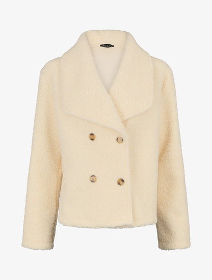 Manteau court en maille bouclette - Écru - 3
