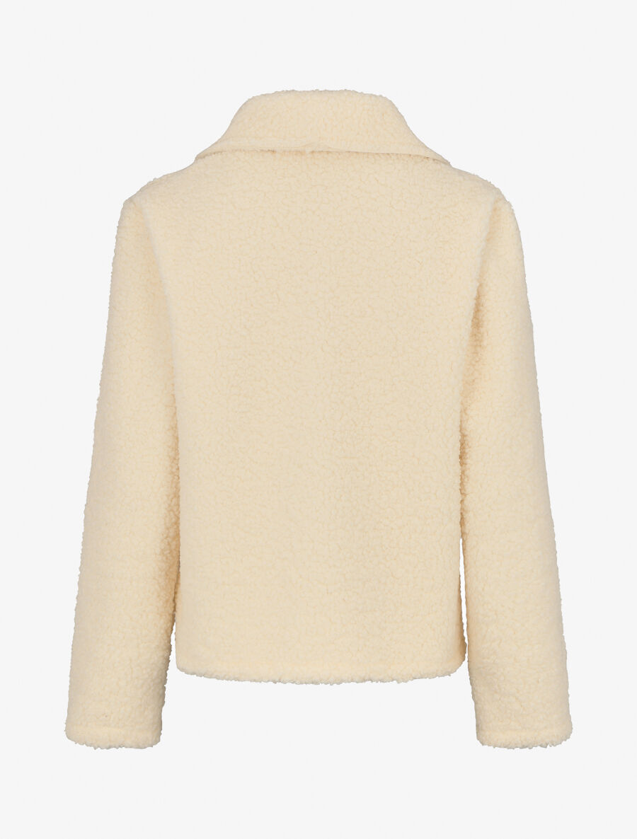 Manteau court en maille bouclette - Écru - 2