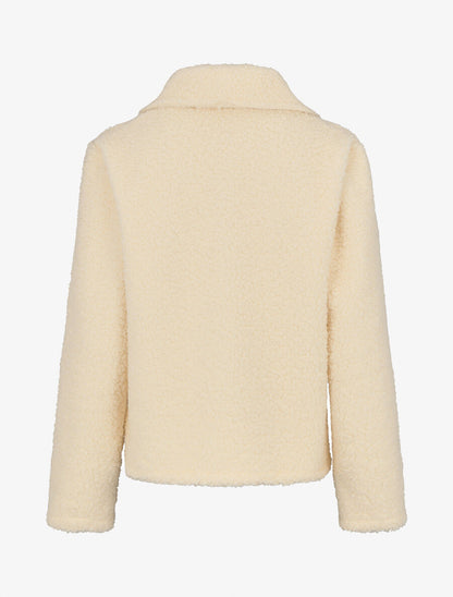 Manteau court en maille bouclette - Écru - 2