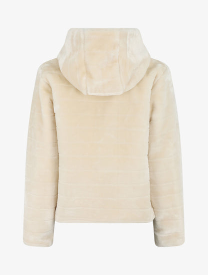 Manteau à capuche en fourrure synthétique - Beige clair - 2