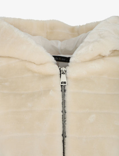 Manteau à capuche en fourrure synthétique - Beige clair - 3