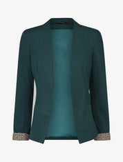 Blazer uni à revers imprimé grec - Bleu canard - 5