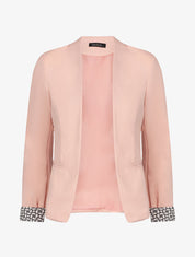 Blazer uni à revers imprimé alphabet - Rose - 5