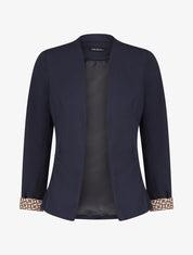 Blazer uni à revers imprimé alphabet - Marine - 1