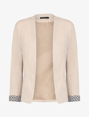 Blazer uni à revers imprimé alphabet - Beige - 5