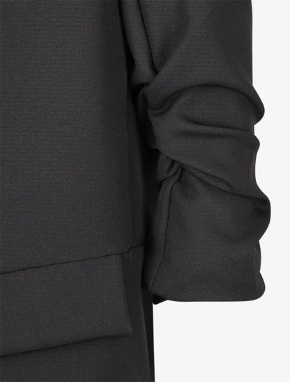 Blazer droit uni manches 3/4 froncées - Noir - 3